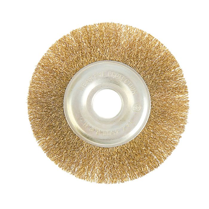 Щетка для УШМ MATRIX, 125 мм, посадка 22,2 мм, плоская, латунированная витая проволока