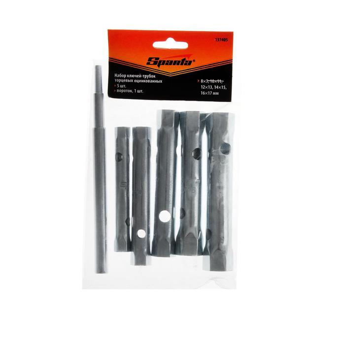 Набор ключей-трубок торцевых Sparta, 6 шт, 8 х 17 мм, вороток, оцинкованные