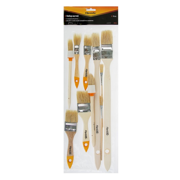 Набор кистей Sparta, 10 шт, плос.1/2"-1/5",круг.№2,4,радиат.1",1,5",для масл краски №2,6