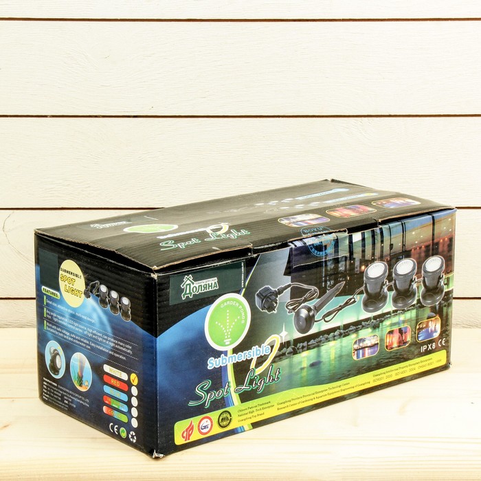 Подсветка фонтана SDL-203A, 12 В, 3х2,5 Вт, d=96 мм, шнур 10 метров, белый, IP68