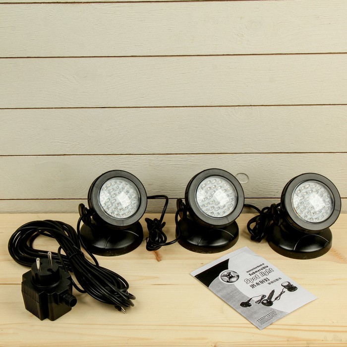 Подсветка фонтана SDL-203A, 12 В, 3х2,5 Вт, d=96 мм, шнур 10 метров, мульти, IP68