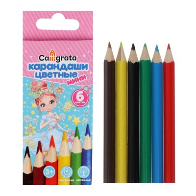 Карандаши 6 цветов МИНИ, Calligrata Принцесса