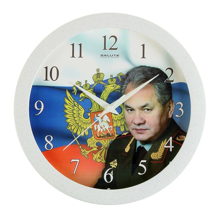 Часы настенные круглые "Сергей Шойгу", белый обод, 28х28 см