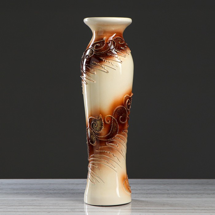 Ваза напольная "Азиза" оформление, камни, коричневый фон