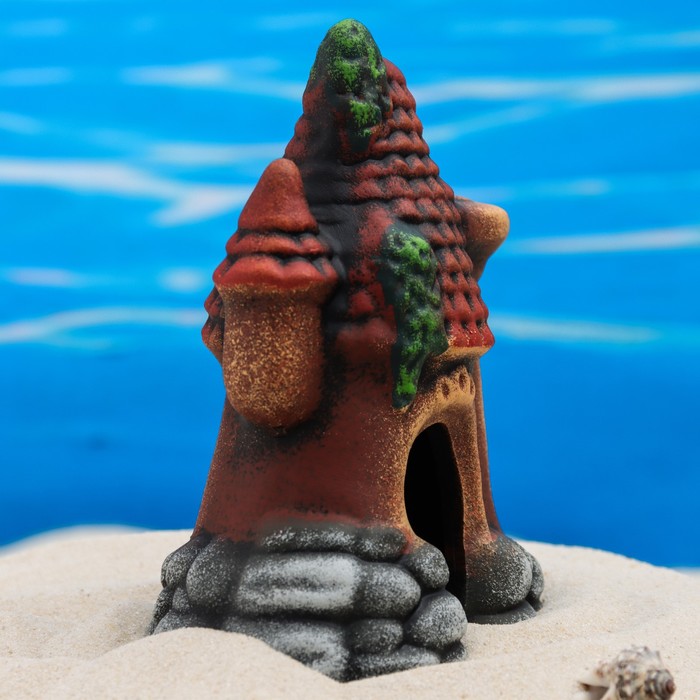 Грот для аквариума Домик с колонной, К-52