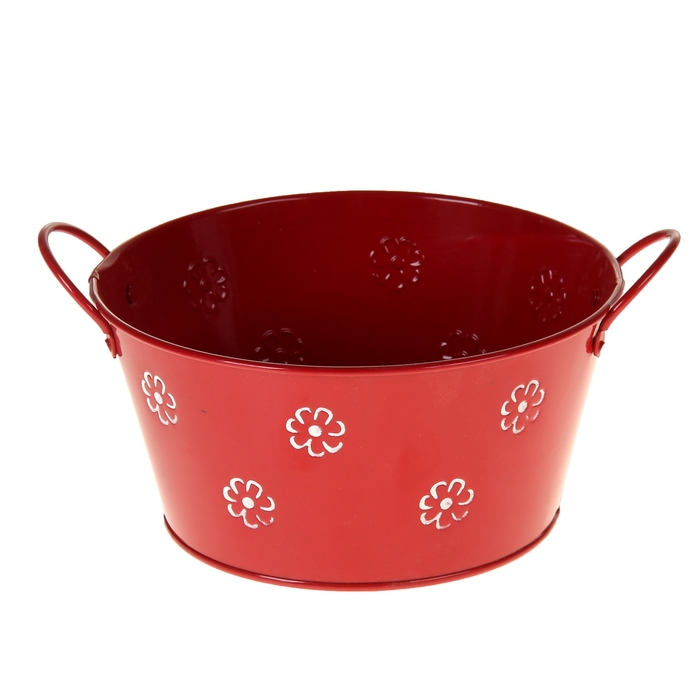 Кашпо оцинкованное "Тазик" с ручками, микс