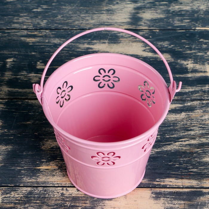 Кашпо-ведерко оцинкованное 9,5*10, микс