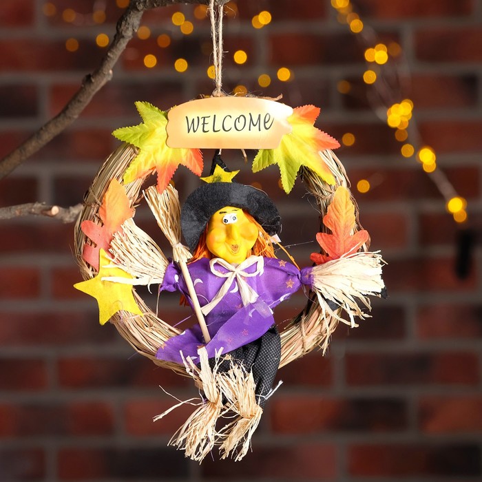 Венок Welcome "Баба-Яга с метлой", цвета МИКС