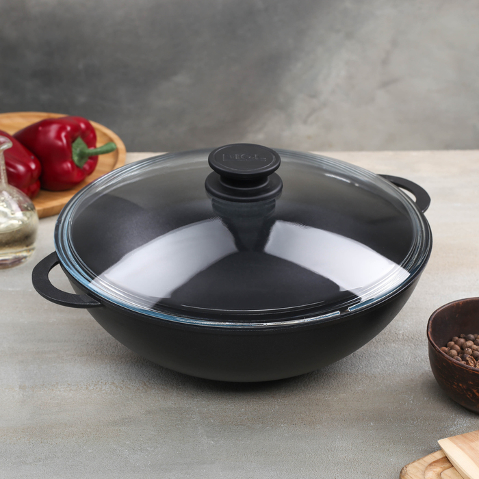 Сковорода Wok 28 см, стеклянная крышка