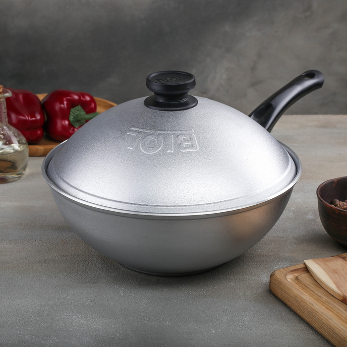 Сковорода-Wok 26 см, ровное дно, алюминиевая крышка