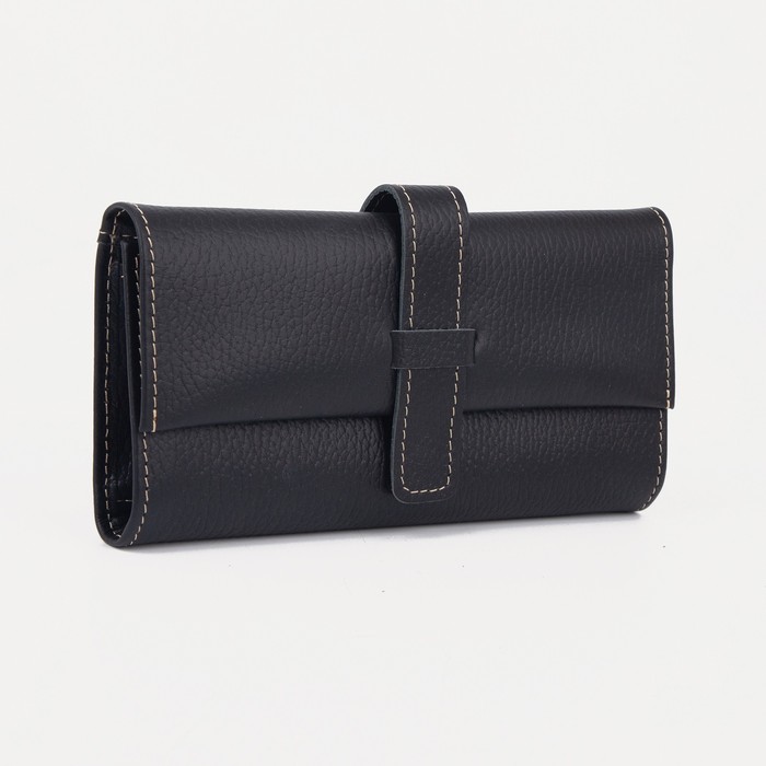 Портмоне на кнопке, 2 отдела, отдел для монет, чёрный флотер
