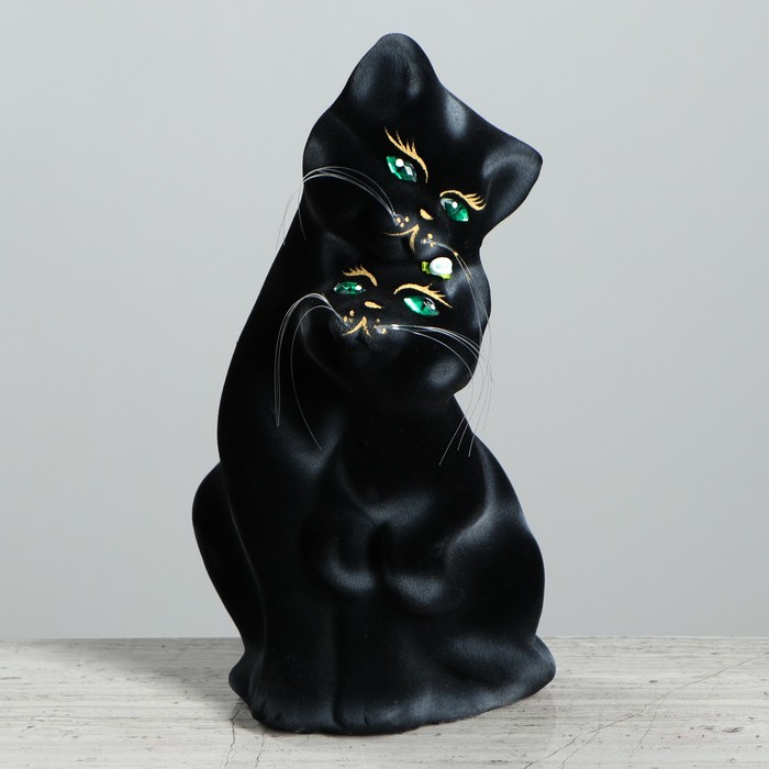 Копилка "Влюбленные кот и кошка" средняя, чёрная