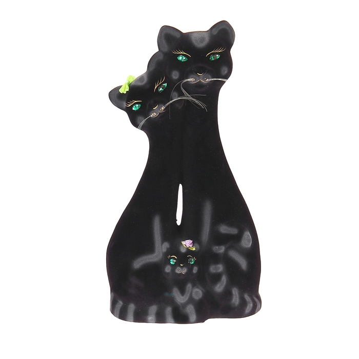 Копилка "Семейство котов" большая, флок, чёрная