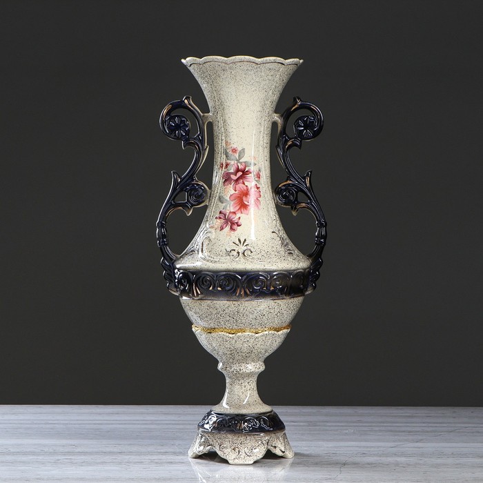 Ваза напольная "Феона" роспись, крапле, чёрная