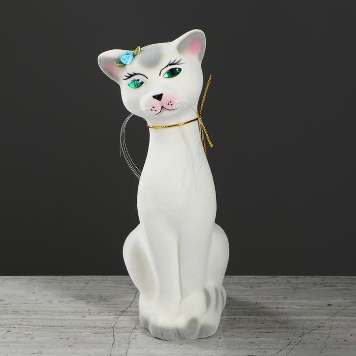 Копилка "Кошка Аннет" малая, флок, белая