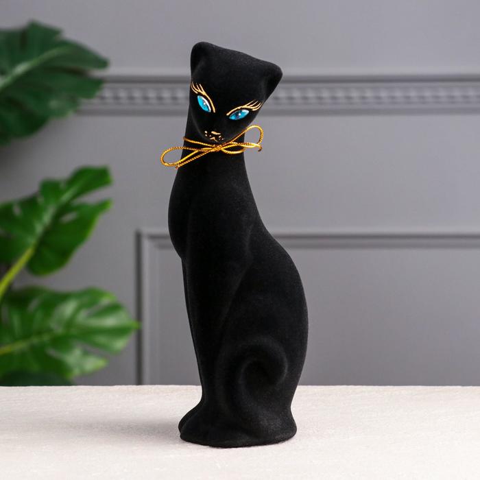 Копилка "Багирка с лапкой" флок, чёрная