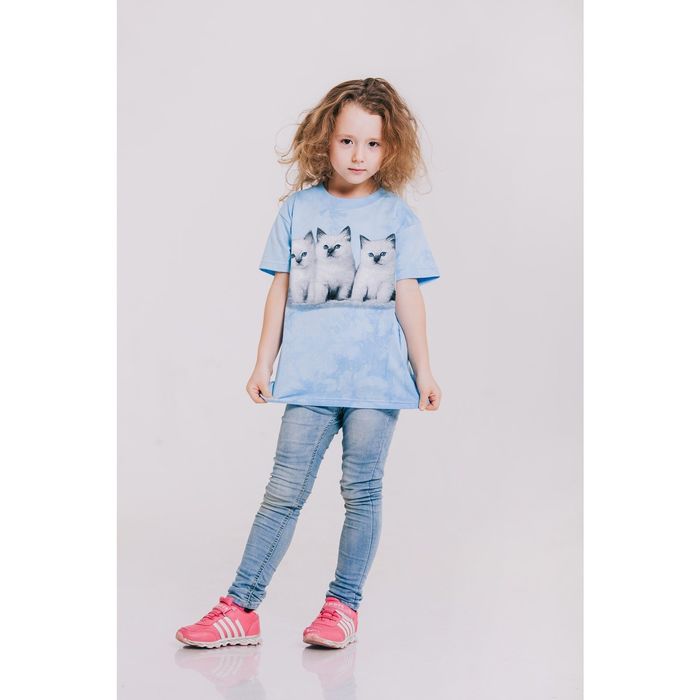 Футболка детская Collorista 3D Kittens, возраст 8-10 лет, рост 134-140 см, цвет голубой