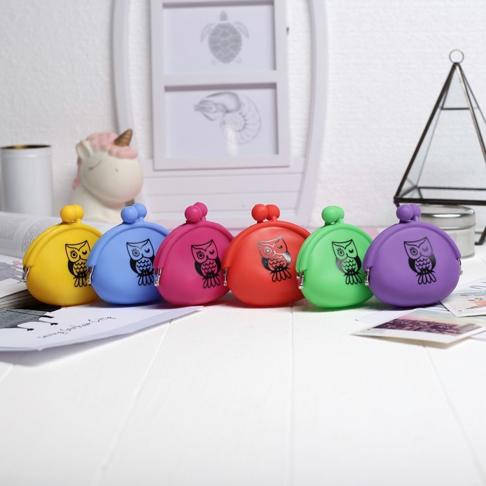 Кошелек женский "Совушка", 1 отдел, на рамке, цвета МИКС