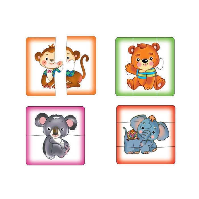 Пазлы "6 забавных зверят"