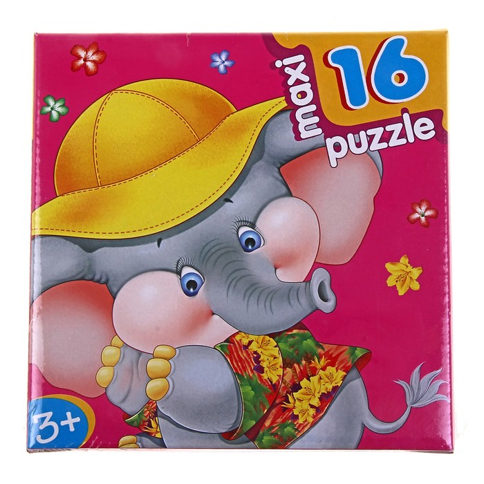 Пазл-мозаика "Слоненок", 16 элементов