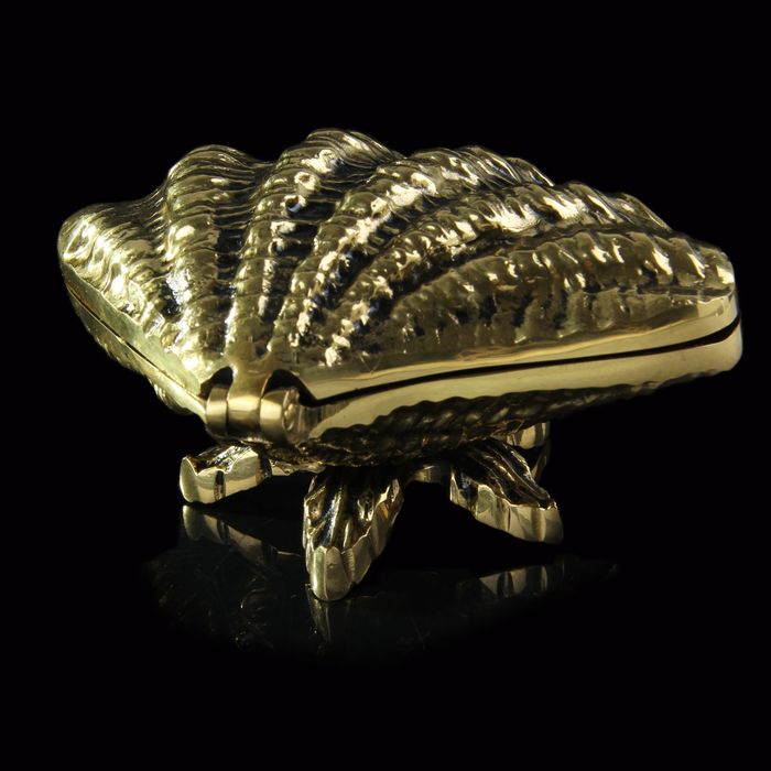 шкатулка серия "Ракушка", бронза, 6х12 см