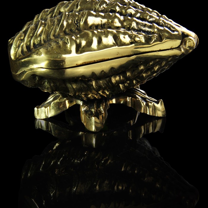 шкатулка серия "Ракушка", бронза, 6х12 см