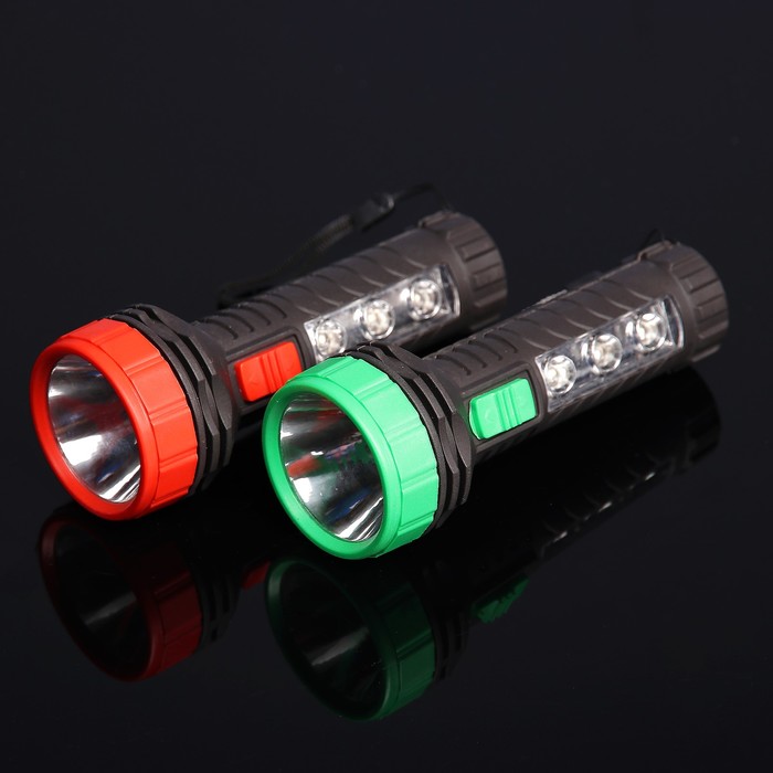 Фонарик ручной CF-1164, 1 + 3 диодов, рассеиватель цветком, 1 АА, микс