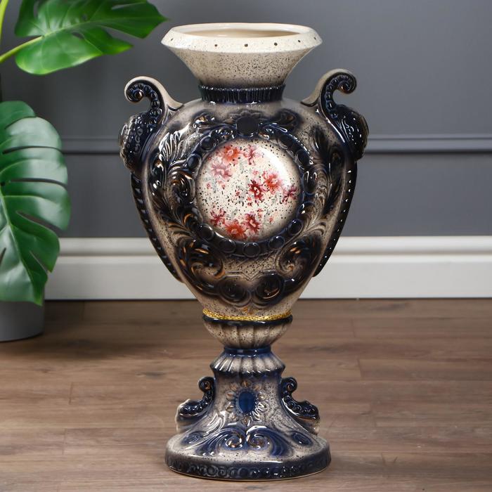 Ваза напольная "Любава" роспись, крапле, чёрная, микс