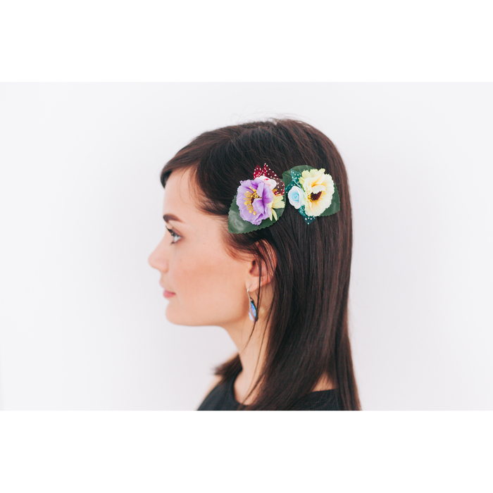 Зажим "Маки",(набор 2 шт0 цвета МИКС