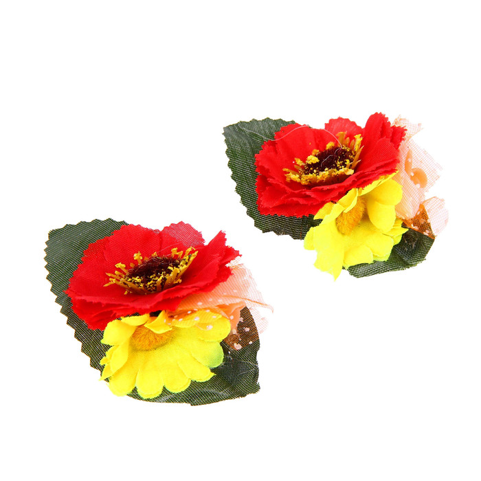 Зажим "Маки",(набор 2 шт0 цвета МИКС