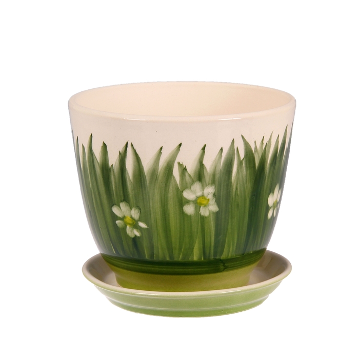 Кашпо "Кедр" зелёное, лужайка, 2,2 л