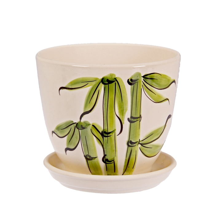 Кашпо "Кедр" бамбук, белое, 2,2 л