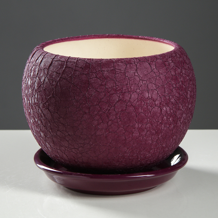 Кашпо "Шар" шёлк, фиолетовое, 1,4 л