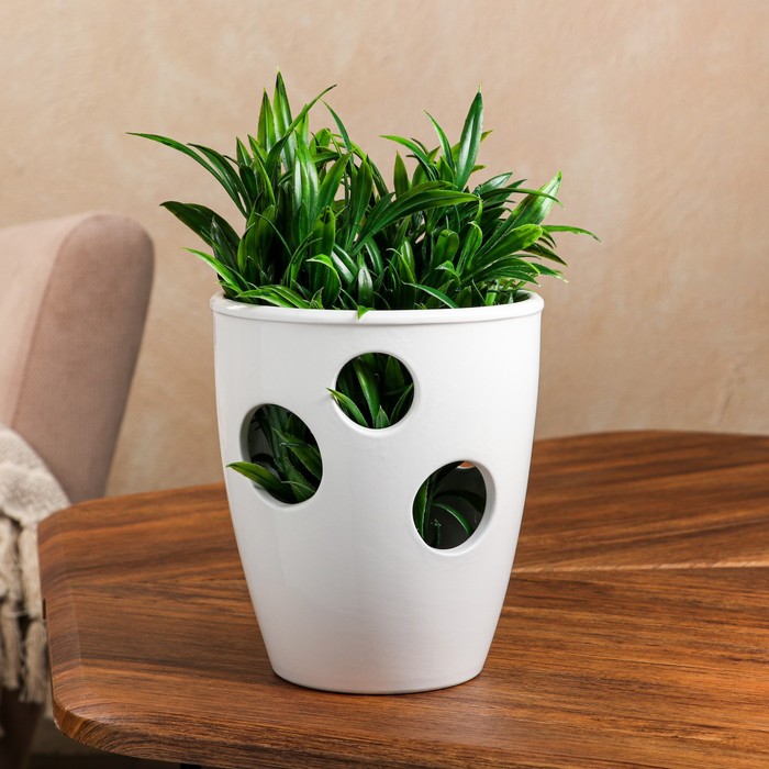 Кашпо "Мари" орхидейница, белое, матовое, 1,3 л