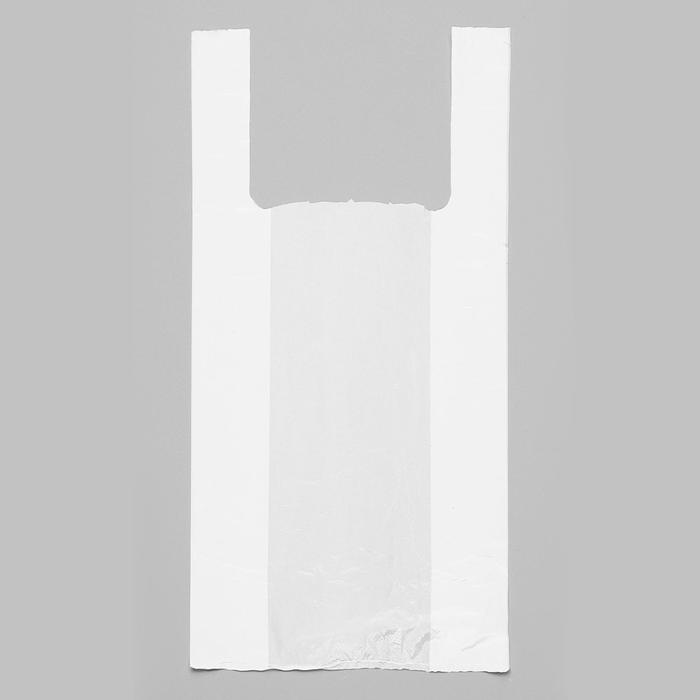 Пакет Белый, полиэтиленовый, майка, 28 х 50 см, 12 мкм