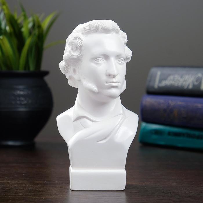 Бюст Пушкин малый белый 5х6х15см статуэтка бюст пушкин а с 13 5 см белый гипс