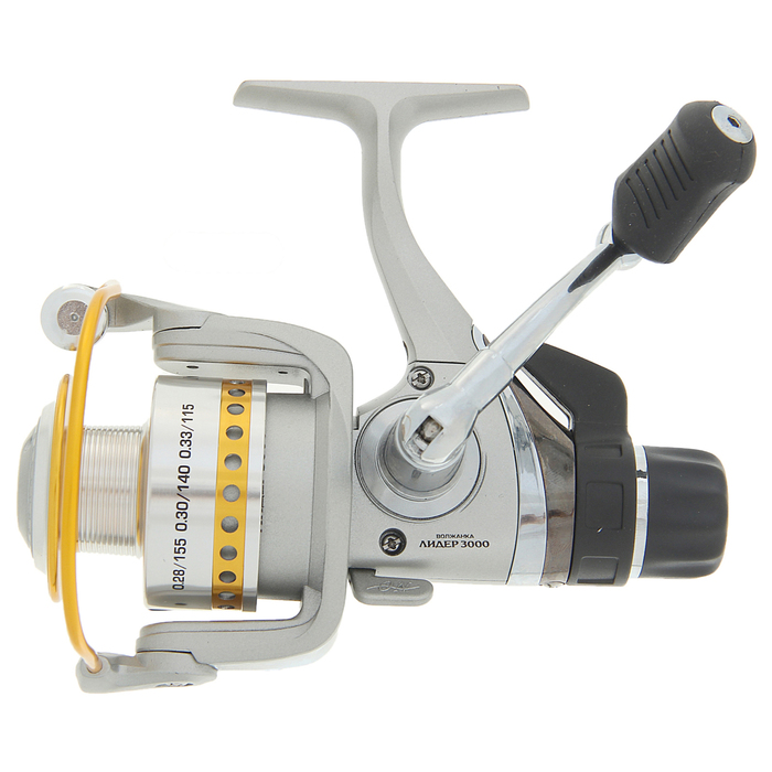 Катушка безынерционная "Волжанка Лидер 3000" (9+1 подшипник), 0,28/155 м, задний фрикцион+запасная шпуля
