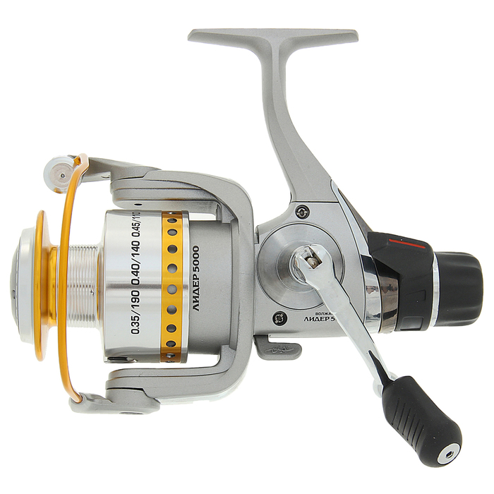Катушка безынерционная "Волжанка Лидер 5000" (9+1 подшипник), 0,35/190 м, задний фрикцион+запасная шпуля