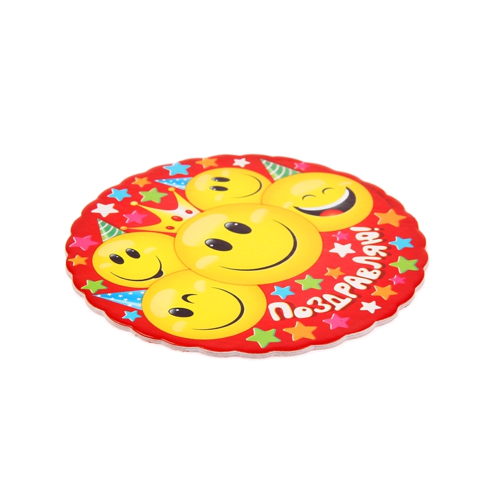 Набор подставок для стакана "Поздравляю!" смайлы со звездами, 10х10 см (6 шт.)