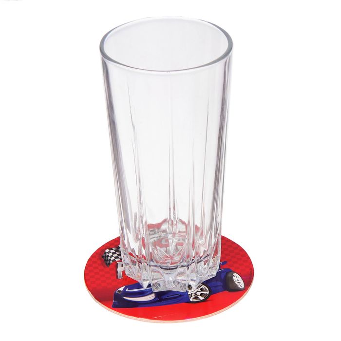 Набор подставок для стакана "С днем рождения" гонки, 10х10 см (6 шт.)