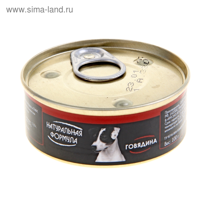

Корм для собак "НАТУРАЛЬНАЯ ФОРМУЛА", говядина, ж/б, 100 гр