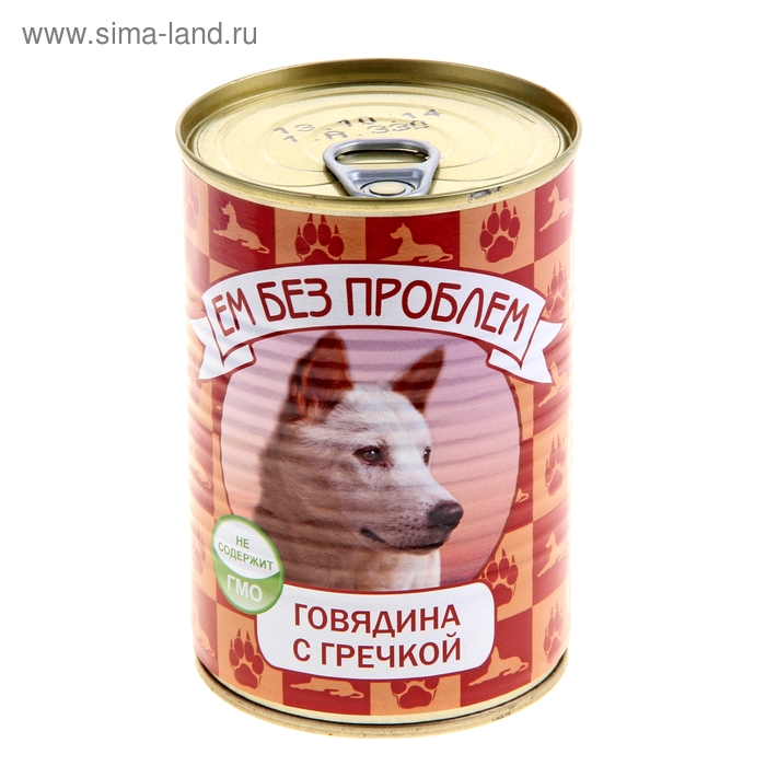 

Корм для собак "ЕМ БЕЗ ПРОБЛЕМ", говядина с гречкой, ж/б, 410 гр