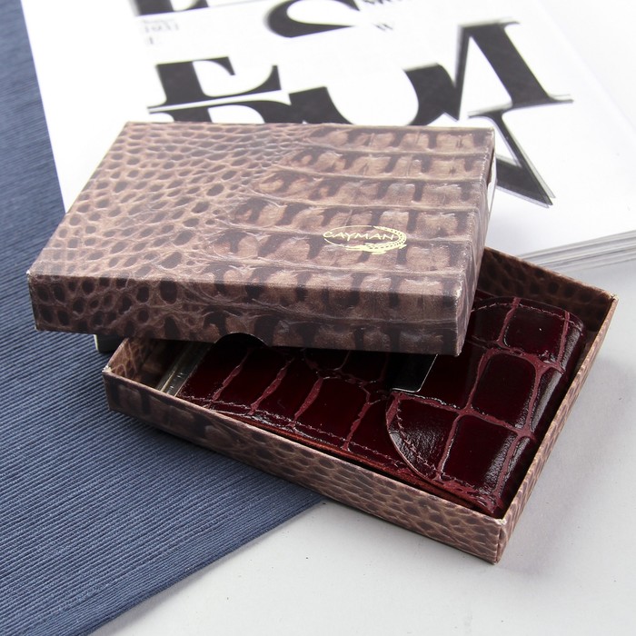 Зажим для купюр на кнопке, отдел для монет, скат, цвет бордовый