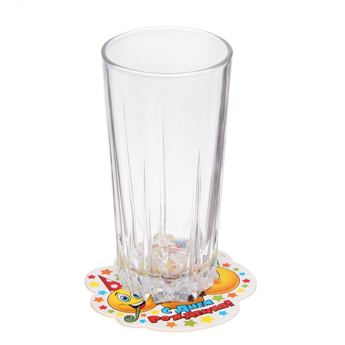 Набор подставок для стакана "С днем рождения!" смайлы с тортиком, 10х10 см (6 шт.)