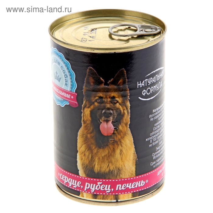 

Корм для собак "НАТУРАЛЬНАЯ ФОРМУЛА", сердце / рубец / печень, ж/б, 410 гр