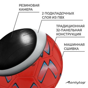 Мяч футбольный, размер 5, 32 панели, PVC, 2 подслоя, машинная сшивка, 260 г, МИКС от Сима-ленд