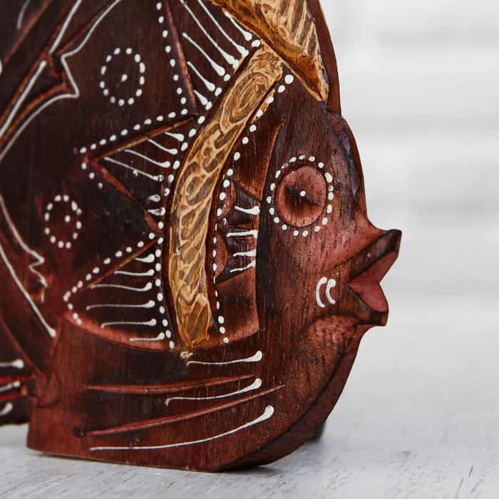 Сувенир "Коралловая рыбка" 20см., золотой орнамент в патине