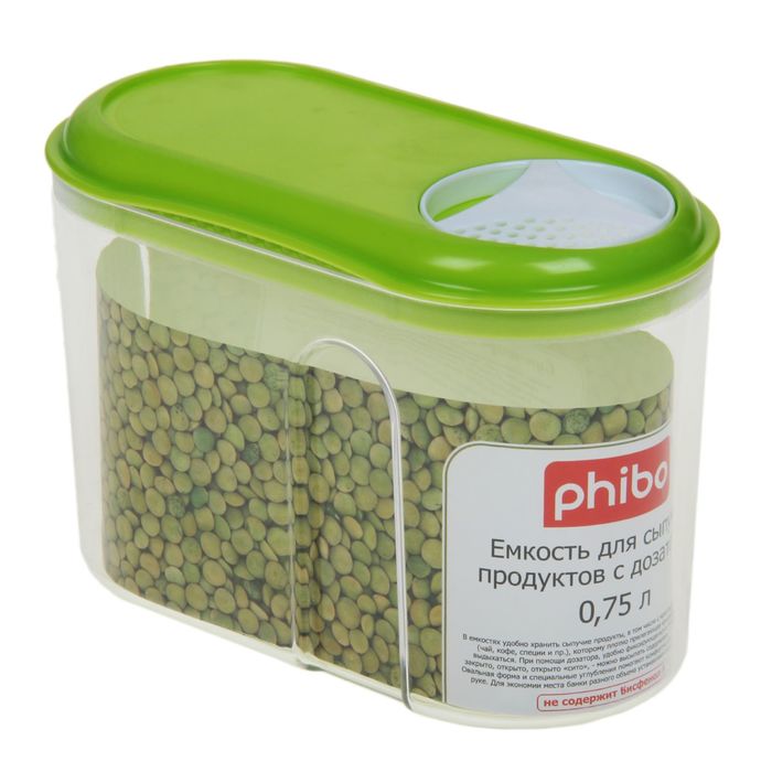 Ёмкость для сыпучих продуктов с дозатором 0,75 л, цвет МИКС