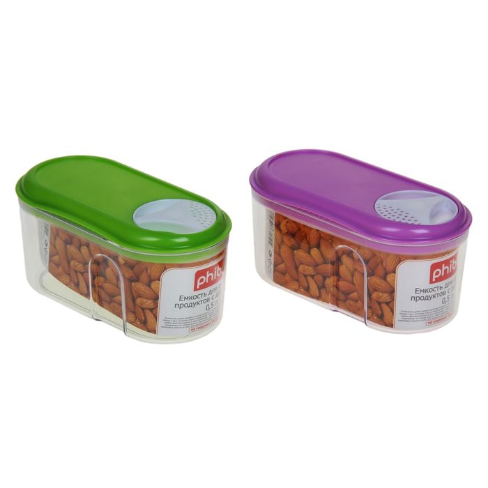 Ёмкость для сыпучих продуктов с дозатором 0,5 л, цвет МИКС