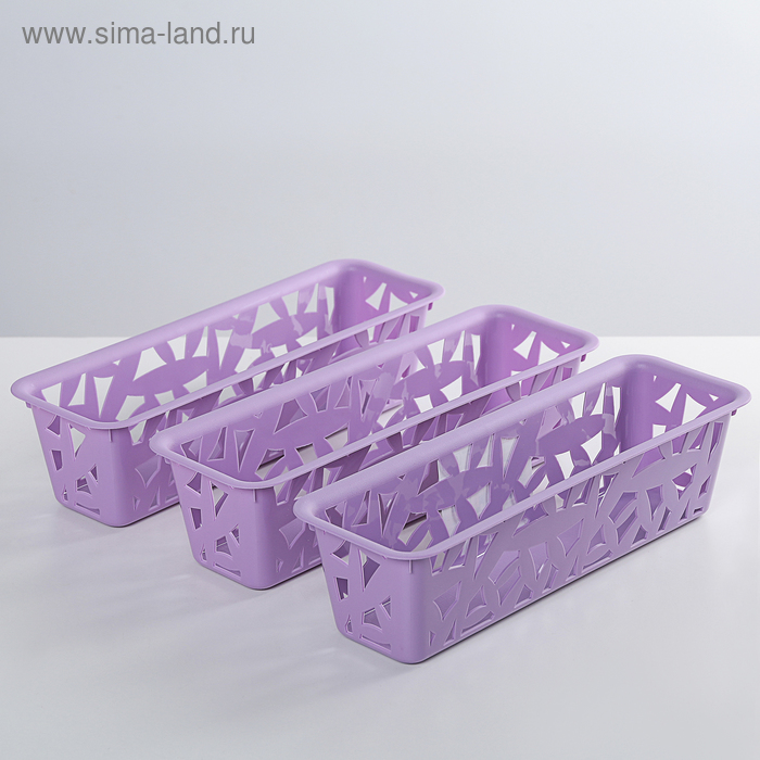 фото Набор корзин для хранения «универсальные», 3 ш: 23,5×7,8×6 см, цвет микс econova